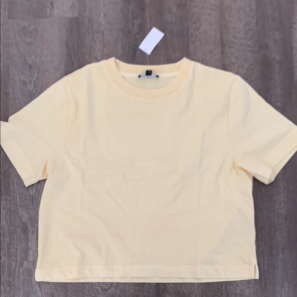 J Crew NWT Yellow Women's Cropped Short Sleeve Top